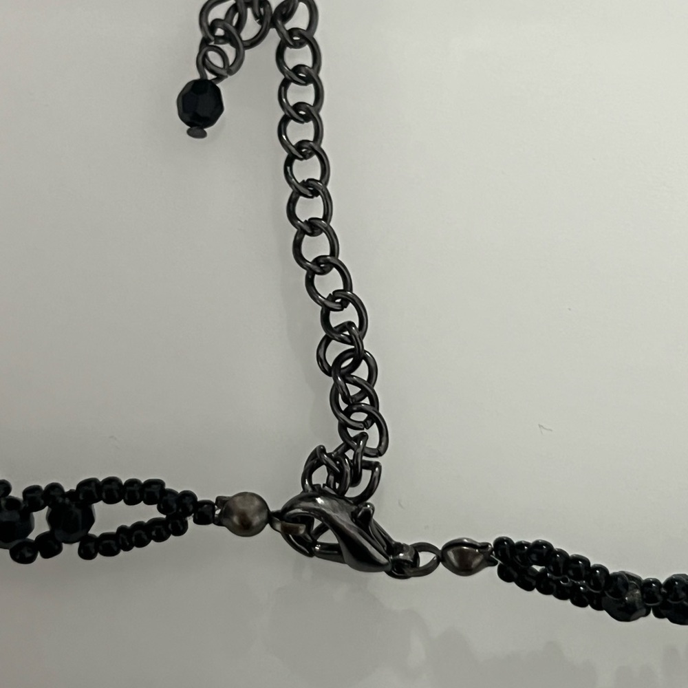 Black Beaded Choker Necklace - Picture 4 of 5